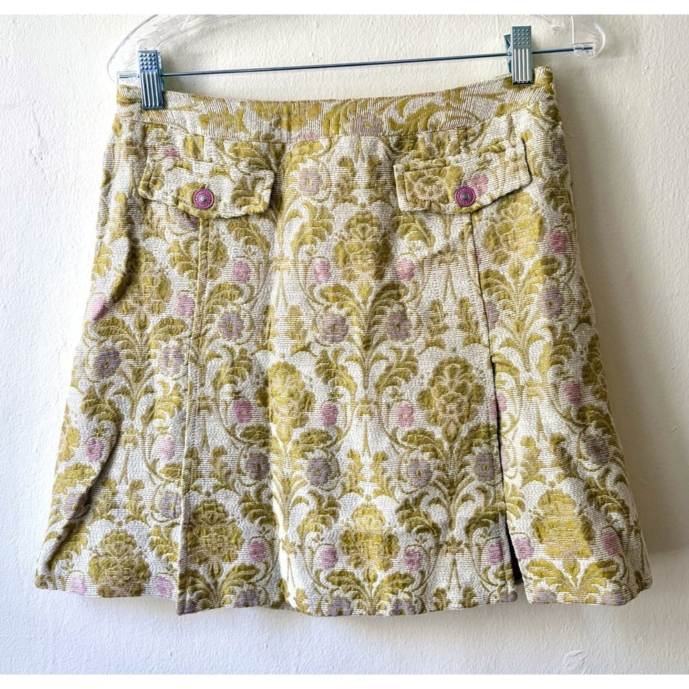 Dolce & Gabbana Jacquard Tapestry Mini Skirt D&G Green And Pink 28/ 42
